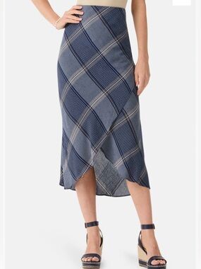 Nic+Zoe‎ Line I Up Plaid Tulip Pull On Midi Skirt